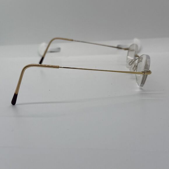 Marchon Airlock 2 760/9 50 Gold Rimless Eyeglasses Frames 49-21 135 FRAMES ONLY - Picture 4 of 9